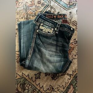 Rock Revival Blue Boot Cut Jeans with Vintage Wash